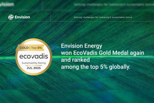 Envision Energy Ranks in Industry's Top 2% for Second Year with EcoVadis Gold Rating