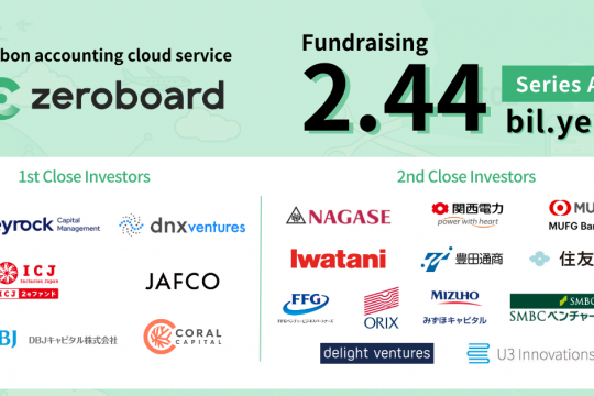 Zeroboard, Cloud-based Carbon Accounting Service Provider, Raises 2.44 Bil. Yen (USD18.4 Mil.) in Series A Financing