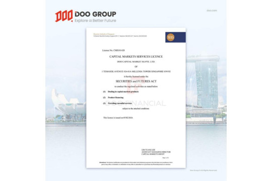 Entitas dalam Naungan Doo Financial Raih Lisensi Capital Markets Services (CMS) dari Monetary Authority of Singapore
