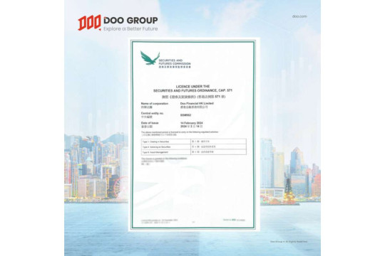 Doo Financial HK Limited Berhasil Raih Izin Usaha Tipe 1 "Dealing in Securities" dari Hong Kong Securities dan HK SFC