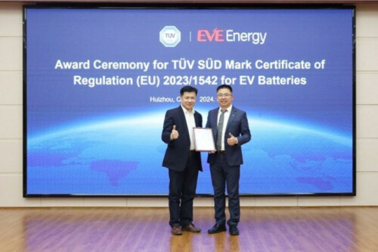 EVE Energy Raih Sertifikat TÜV SÜD Pertama di Industri untuk Baterai Kendaraan Listrik berdasarkan Regulasi (Uni Eropa)