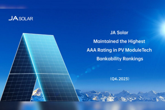 JA Solar sukses mempertahankan peringkat tertinggi "AAA" dalam peringkat "bankability" PV ModuleTech