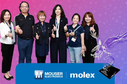 Mouser Receives Molex's APAC e-Catalogue Distributor of the Year Award for Eighth Consecutive Year