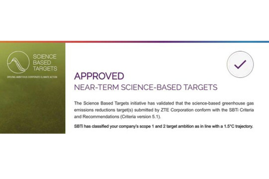 Target-target berbasiskan sains yang dicanangkan ZTE telah diverifikasi SBTi